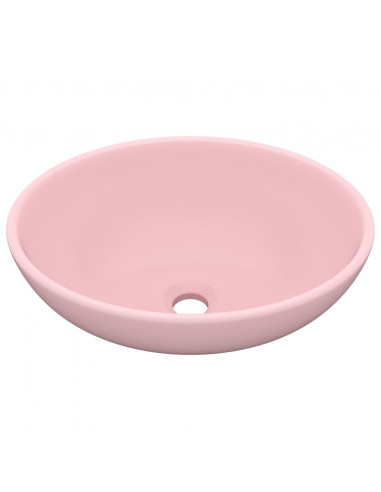 Lavandino Lusso Ovale Rosa Opaco 40x33 cm in Ceramica