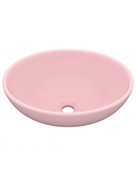 Lavandino Lusso Ovale Rosa Opaco 40x33 cm in Ceramica