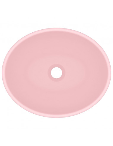 Lavandino Lusso Ovale Rosa Opaco 40x33 cm in Ceramica