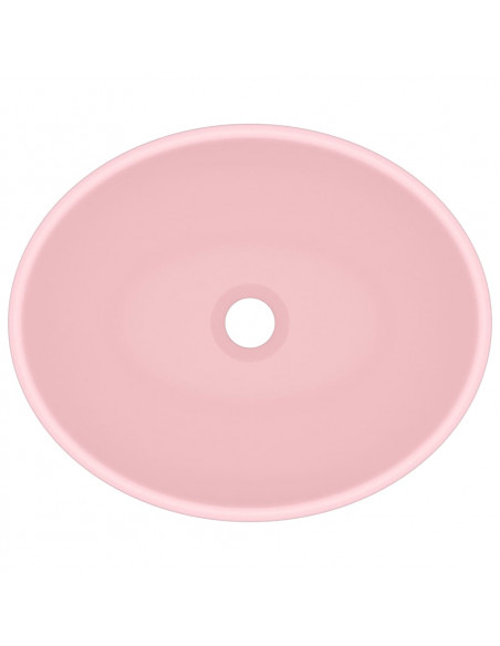 Lavandino Lusso Ovale Rosa Opaco 40x33 cm in Ceramica