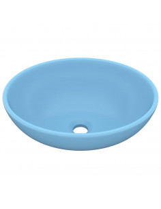 Lavandino Lusso Ovale Azzurro Opaco 40x33 cm in Ceramica 2