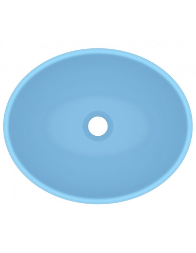 Lavandino Lusso Ovale Azzurro Opaco 40x33 cm in Ceramica