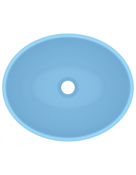 Lavandino Lusso Ovale Azzurro Opaco 40x33 cm in Ceramica