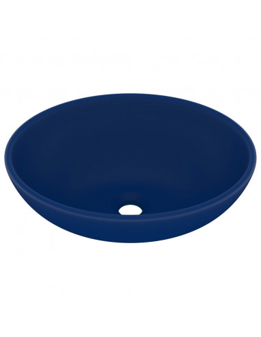 Lavandino Lusso Ovale Blu Scuro Opaco 40x33 cm in Ceramica