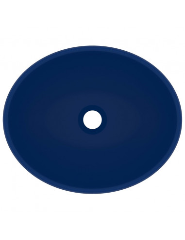Lavandino Lusso Ovale Blu Scuro Opaco 40x33 cm in Ceramica