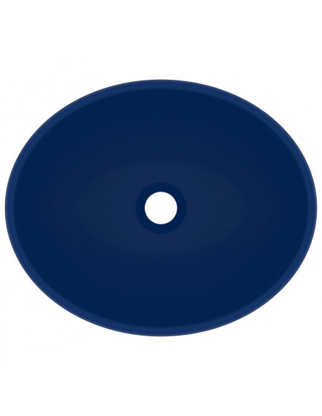 Lavandino Lusso Ovale Blu Scuro Opaco 40x33 cm in Ceramica