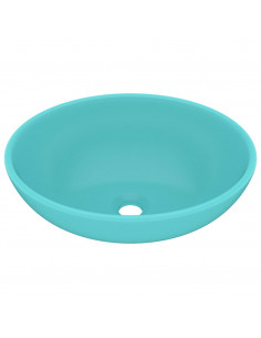 Lavandino Lusso Ovale Verde Chiaro Opaco 40x33 cm in Ceramica 2