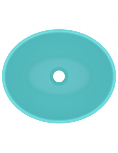 Lavandino Lusso Ovale Verde Chiaro Opaco 40x33 cm in Ceramica
