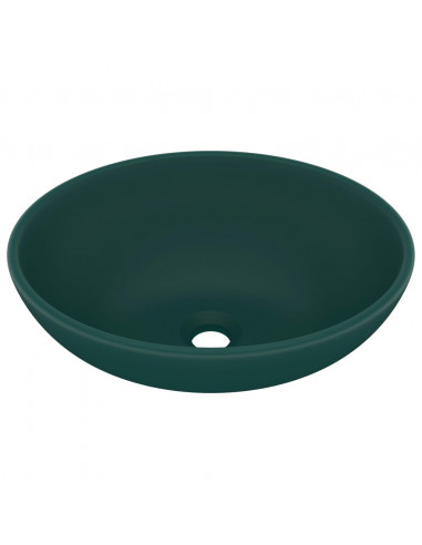 Lavandino Lusso Ovale Verde Scuro Opaco 40x33 cm in Ceramica