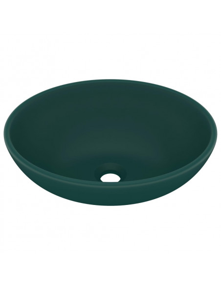 Lavandino Lusso Ovale Verde Scuro Opaco 40x33 cm in Ceramica