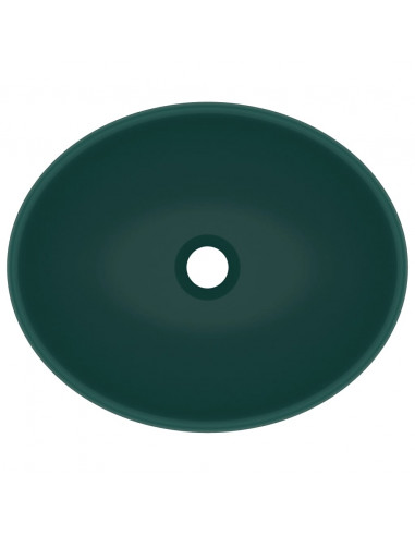 Lavandino Lusso Ovale Verde Scuro Opaco 40x33 cm in Ceramica