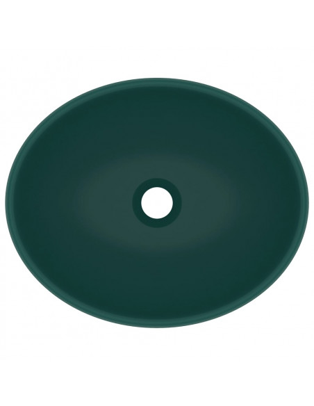 Lavandino Lusso Ovale Verde Scuro Opaco 40x33 cm in Ceramica