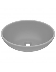 Lavandino Lusso Ovale Grigio Chiaro Opaco 40x33 cm in Ceramica 2