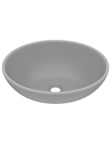 Lavandino Lusso Ovale Grigio Chiaro Opaco 40x33 cm in Ceramica