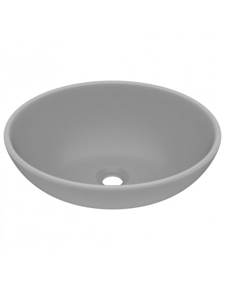 Lavandino Lusso Ovale Grigio Chiaro Opaco 40x33 cm in Ceramica