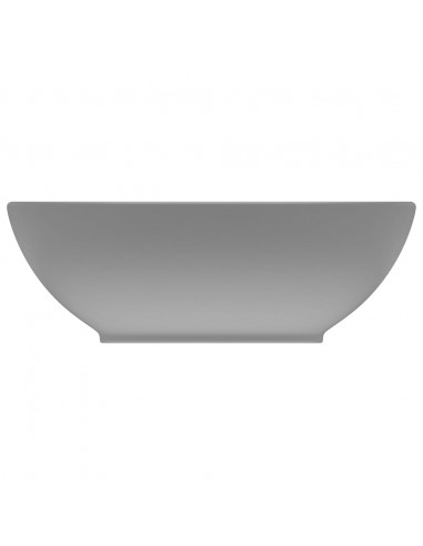 Lavandino Lusso Ovale Grigio Chiaro Opaco 40x33 cm in Ceramica