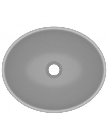 Lavandino Lusso Ovale Grigio Chiaro Opaco 40x33 cm in Ceramica