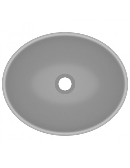 Lavandino Lusso Ovale Grigio Chiaro Opaco 40x33 cm in Ceramica