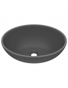 Lavandino Lusso Ovale Grigio Scuro Opaco 40x33 cm in Ceramica 2