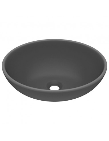 Lavandino Lusso Ovale Grigio Scuro Opaco 40x33 cm in Ceramica
