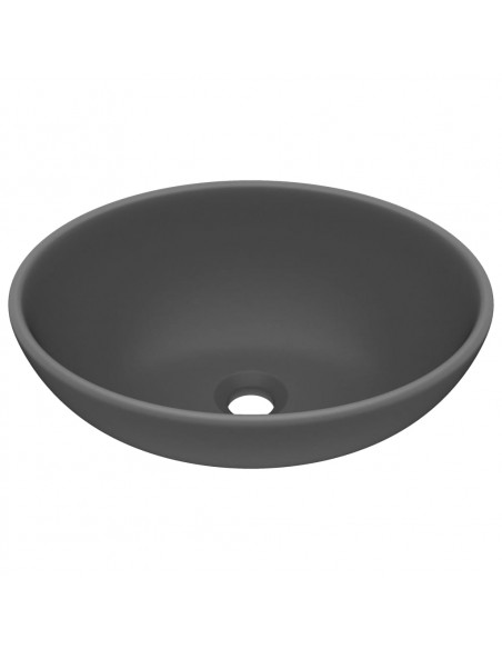 Lavandino Lusso Ovale Grigio Scuro Opaco 40x33 cm in Ceramica