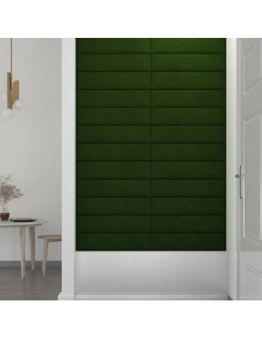 Pannelli Murali 12 pz Verde Scuro 60x15 cm Velluto 1,08 m²