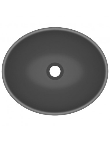 Lavandino Lusso Ovale Grigio Scuro Opaco 40x33 cm in Ceramica