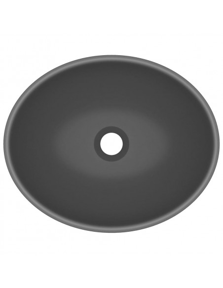 Lavandino Lusso Ovale Grigio Scuro Opaco 40x33 cm in Ceramica