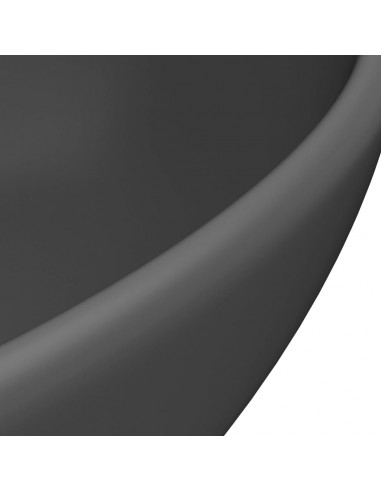 Lavandino Lusso Ovale Grigio Scuro Opaco 40x33 cm in Ceramica