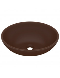 Lavandino Lusso Ovale Marrone Scuro Opaco 40x33 cm in Ceramica 2
