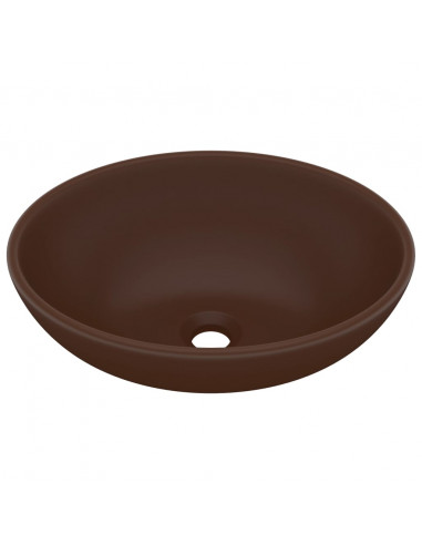 Lavandino Lusso Ovale Marrone Scuro Opaco 40x33 cm in Ceramica