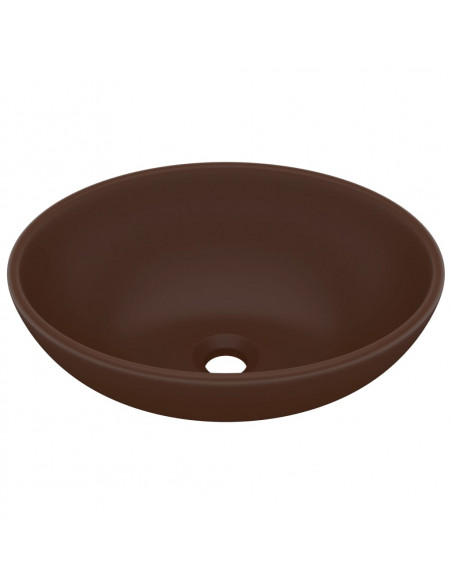 Lavandino Lusso Ovale Marrone Scuro Opaco 40x33 cm in Ceramica