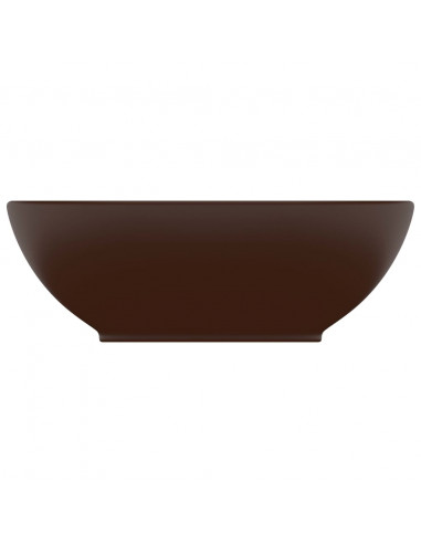 Lavandino Lusso Ovale Marrone Scuro Opaco 40x33 cm in Ceramica