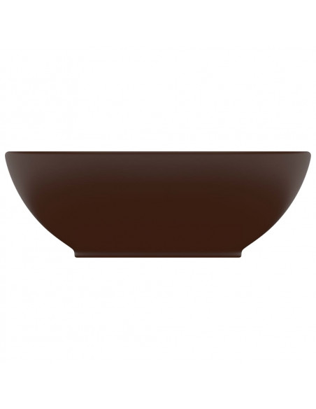 Lavandino Lusso Ovale Marrone Scuro Opaco 40x33 cm in Ceramica