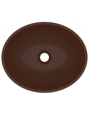 Lavandino Lusso Ovale Marrone Scuro Opaco 40x33 cm in Ceramica