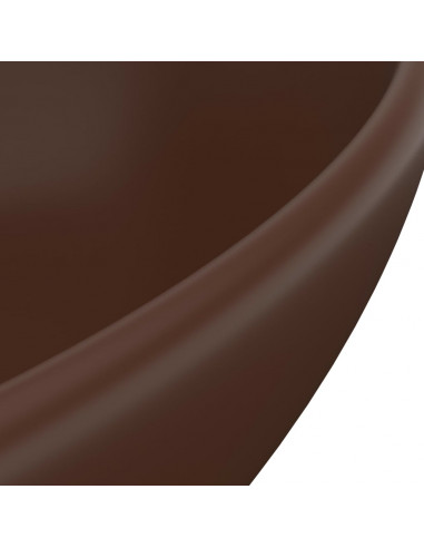 Lavandino Lusso Ovale Marrone Scuro Opaco 40x33 cm in Ceramica