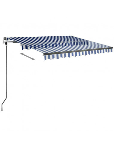 Tenda da Sole Retrattile Manuale con LED 300x250cm Blu e Bianco