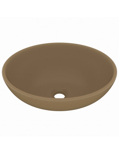 Lavandino Lusso Ovale Crema Opaco 40x33 cm in Ceramica