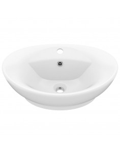 Lavandino con Troppopieno Ovale Bianco Opaco 58,5x39cm Ceramica 2