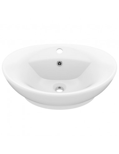Lavandino con Troppopieno Ovale Bianco Opaco 58,5x39cm Ceramica