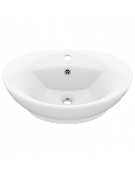 Lavandino con Troppopieno Ovale Bianco Opaco 58,5x39cm Ceramica