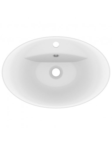 Lavandino con Troppopieno Ovale Bianco Opaco 58,5x39cm Ceramica
