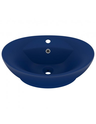 Lavabo con Troppopieno Ovale Blu Scuro Opaco 58,5x39cm Ceramica