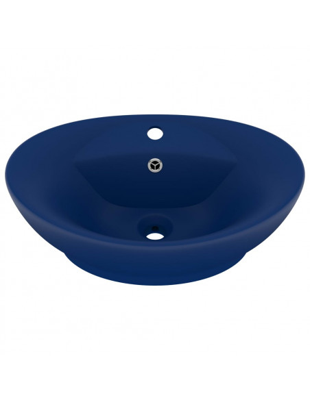 Lavabo con Troppopieno Ovale Blu Scuro Opaco 58,5x39cm Ceramica