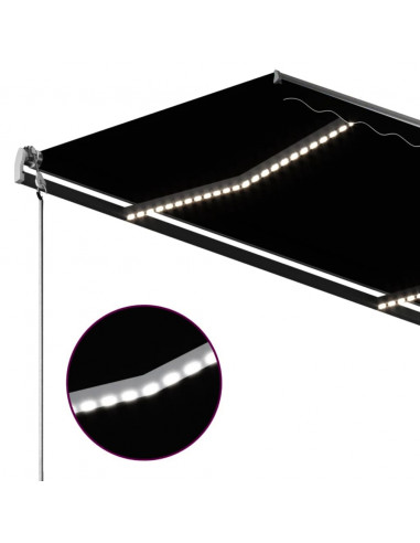 Tenda da Sole Retrattile Manuale con LED 300x250 cm Antracite