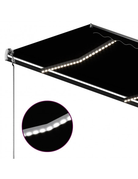 Tenda da Sole Retrattile Manuale con LED 300x250 cm Antracite
