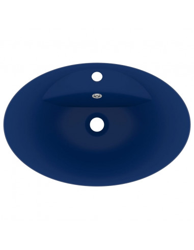 Lavabo con Troppopieno Ovale Blu Scuro Opaco 58,5x39cm Ceramica