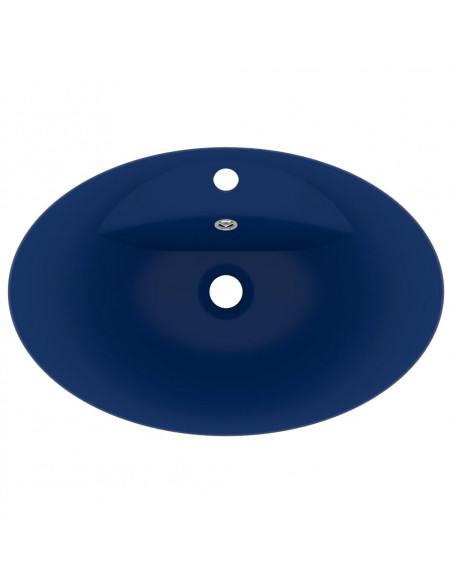 Lavabo con Troppopieno Ovale Blu Scuro Opaco 58,5x39cm Ceramica