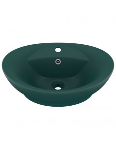 Lavabo Troppopieno Ovale Verde Scuro Opaco 58,5x39cm Ceramica 2
