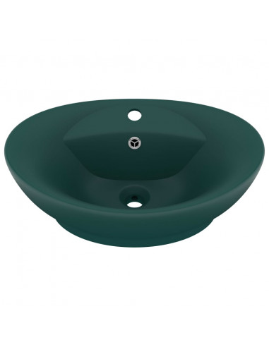 Lavabo Troppopieno Ovale Verde Scuro Opaco 58,5x39cm Ceramica